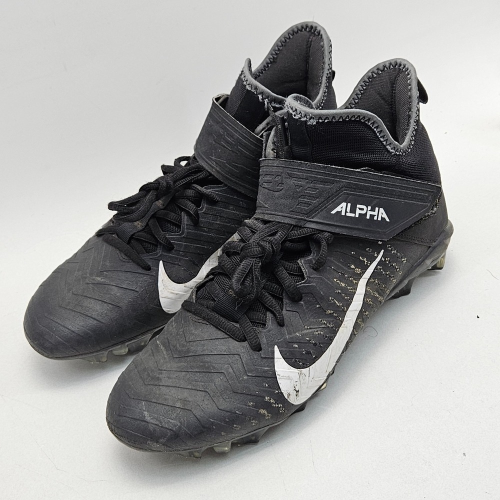 Nike Alpha Menace Pro 2 Mid Black White Football‎ Cleats AQ3209-002 Mens 10